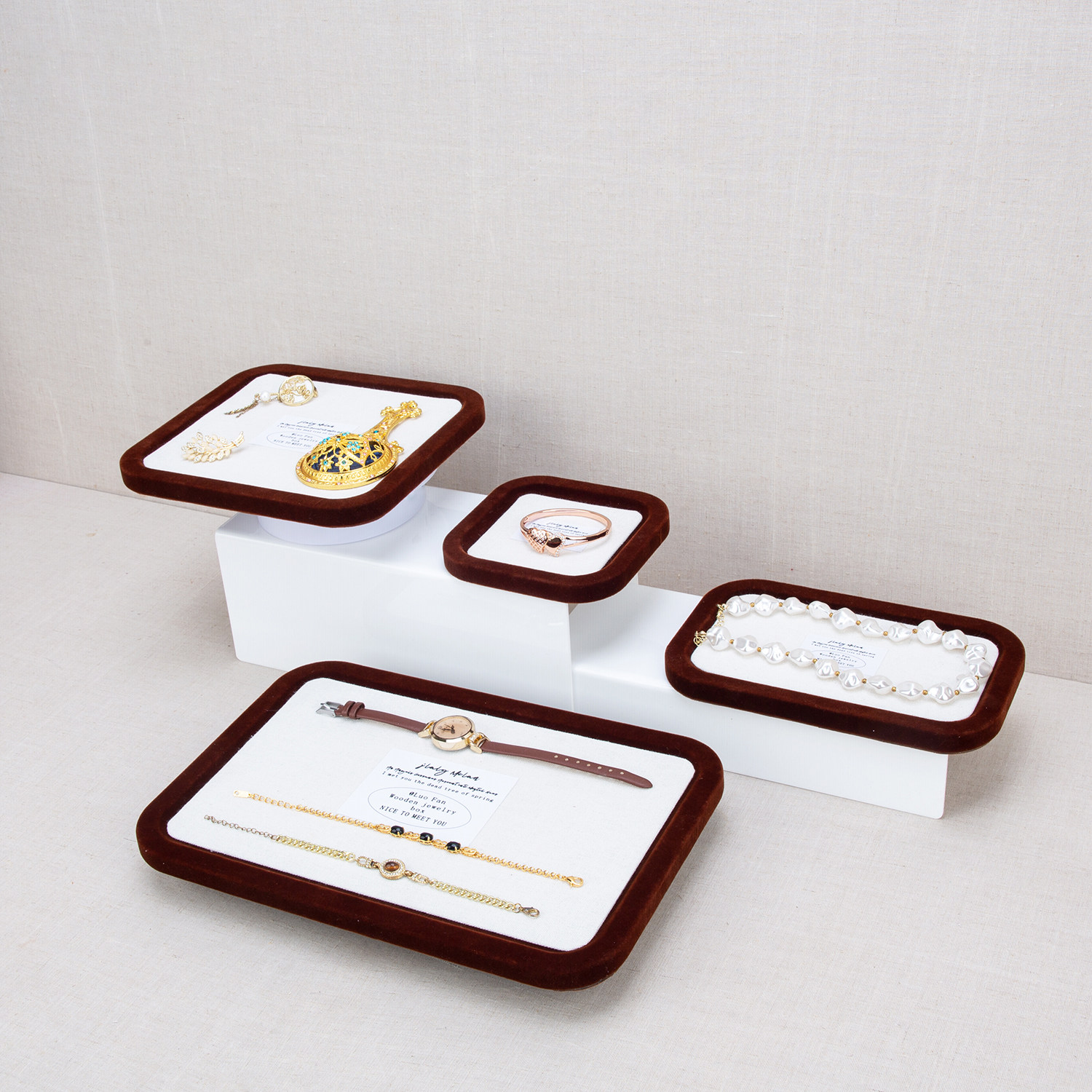 珠宝戒指项链陈列展示盘首饰复古展示盘耳钉耳环项链手镯展示盘