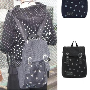 hugyourskin韩国小众女包25春Y2K波点条纹星星牛仔双肩包书包背包