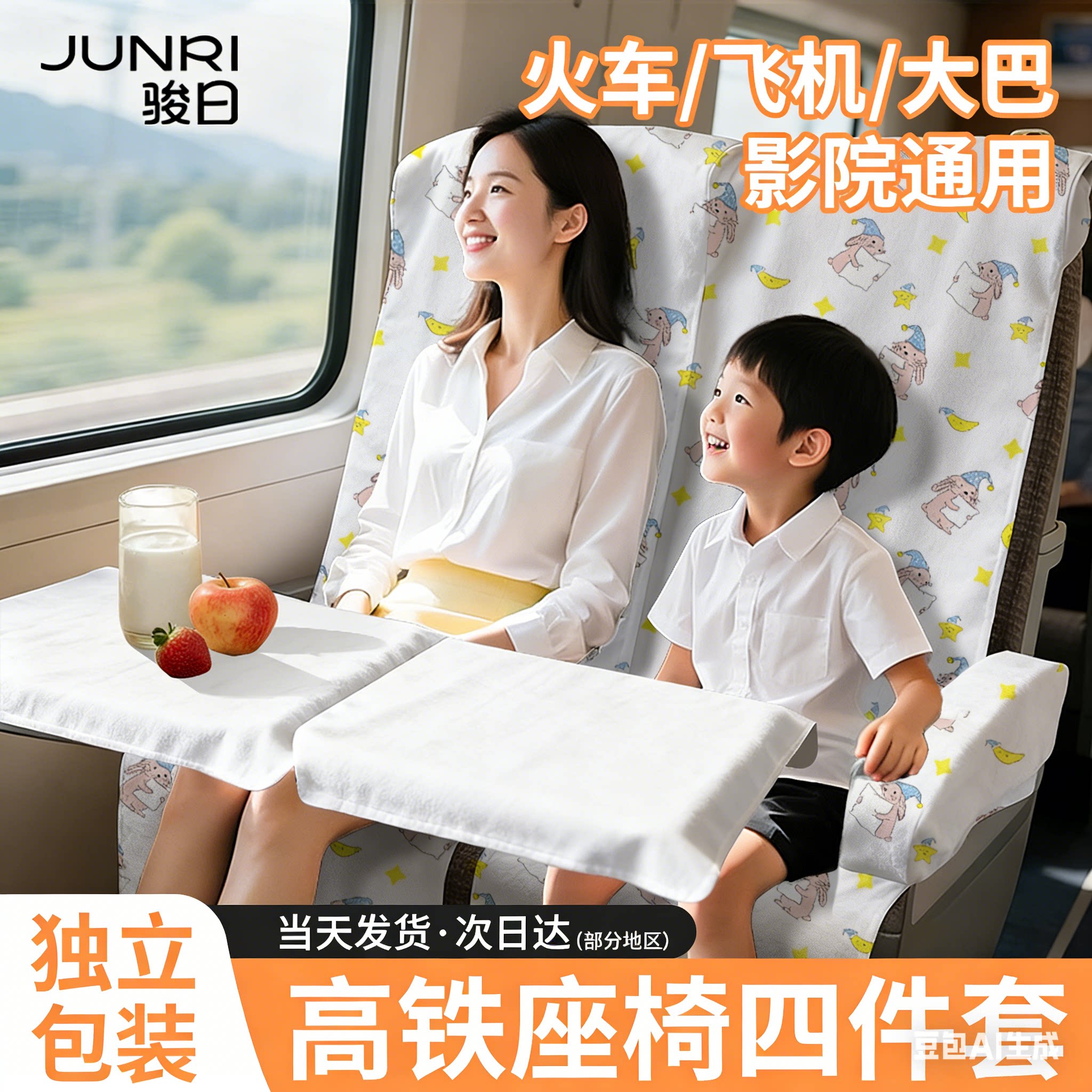 高铁一次性座套座椅四件套垫加厚隔脏动车飞机大巴火车座位三件套