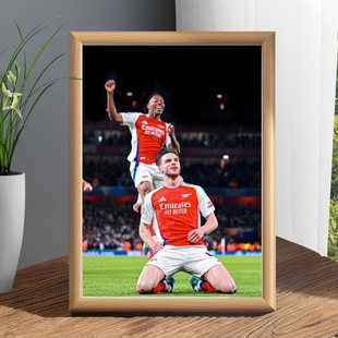 阿森纳欧冠赛场大米赖斯天神下凡任意球周边足球书房卧室装饰相框