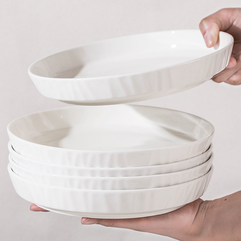 纯白深盘釉下彩陶瓷盘子菜盘家用2025新款碗碟子餐具高级感餐盘