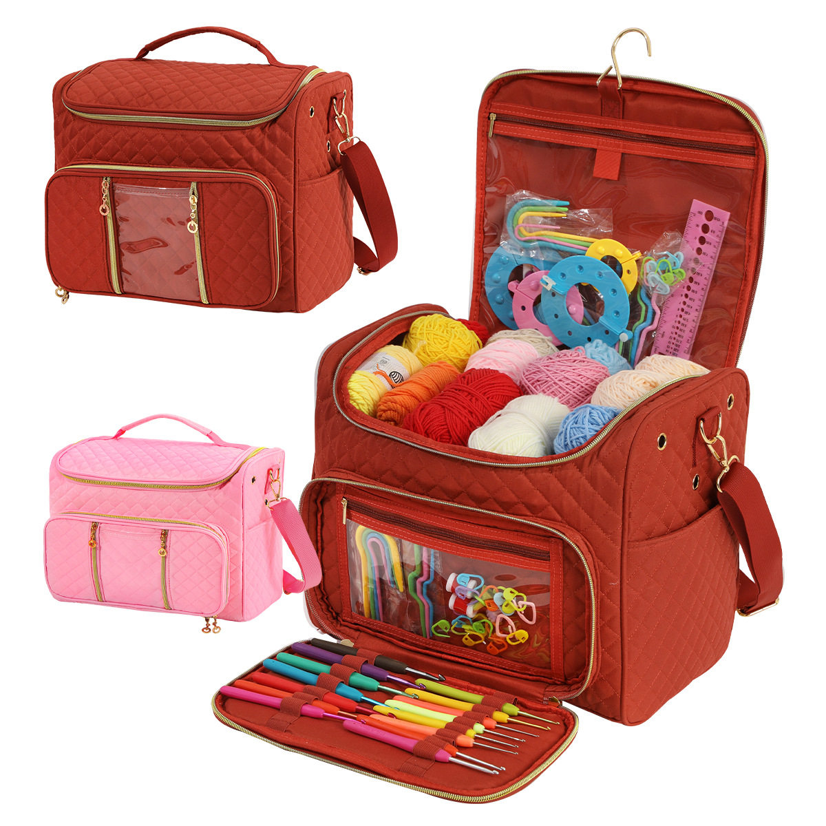 新款大容量家用室内整理收纳袋毛线纱线钩针配件编织工具收纳挎包,收纳整理,吸尘器收纳架/盒/袋,淘宝优惠券,粉丝福利购,淘宝优惠卷