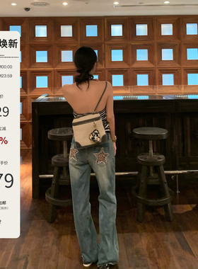 Mas Mash 西西里记忆 2025年秋季新品背面星星贴片宽松低腰牛仔裤