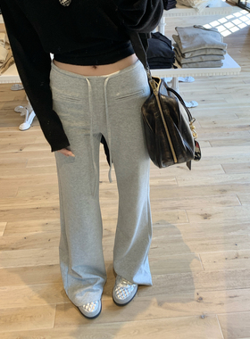 Mas Mash 第33个街角 空气层卫裤休闲运动抽绳长裤女显瘦直筒裤子