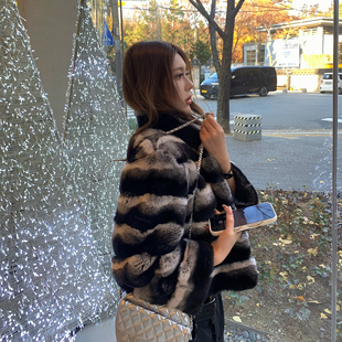 Mas Mash 浪漫香榭 进口安哥拉獭兔双色晕染青紫蓝龙猫短款皮草