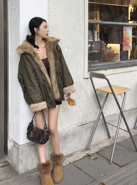 Mas Mash 米兰剧场 oversize环保皮草女冬宽松显瘦派克服加厚外套