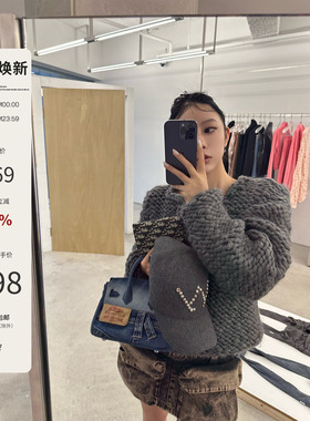 Mas Mash 新款羊毛粗线纯手工毛衣女秋冬慵懒针织外套设计感上衣