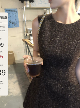 Mas Mash 索恩维克庄园 20羊毛收腰毛呢气质连衣裙无袖小香背心裙