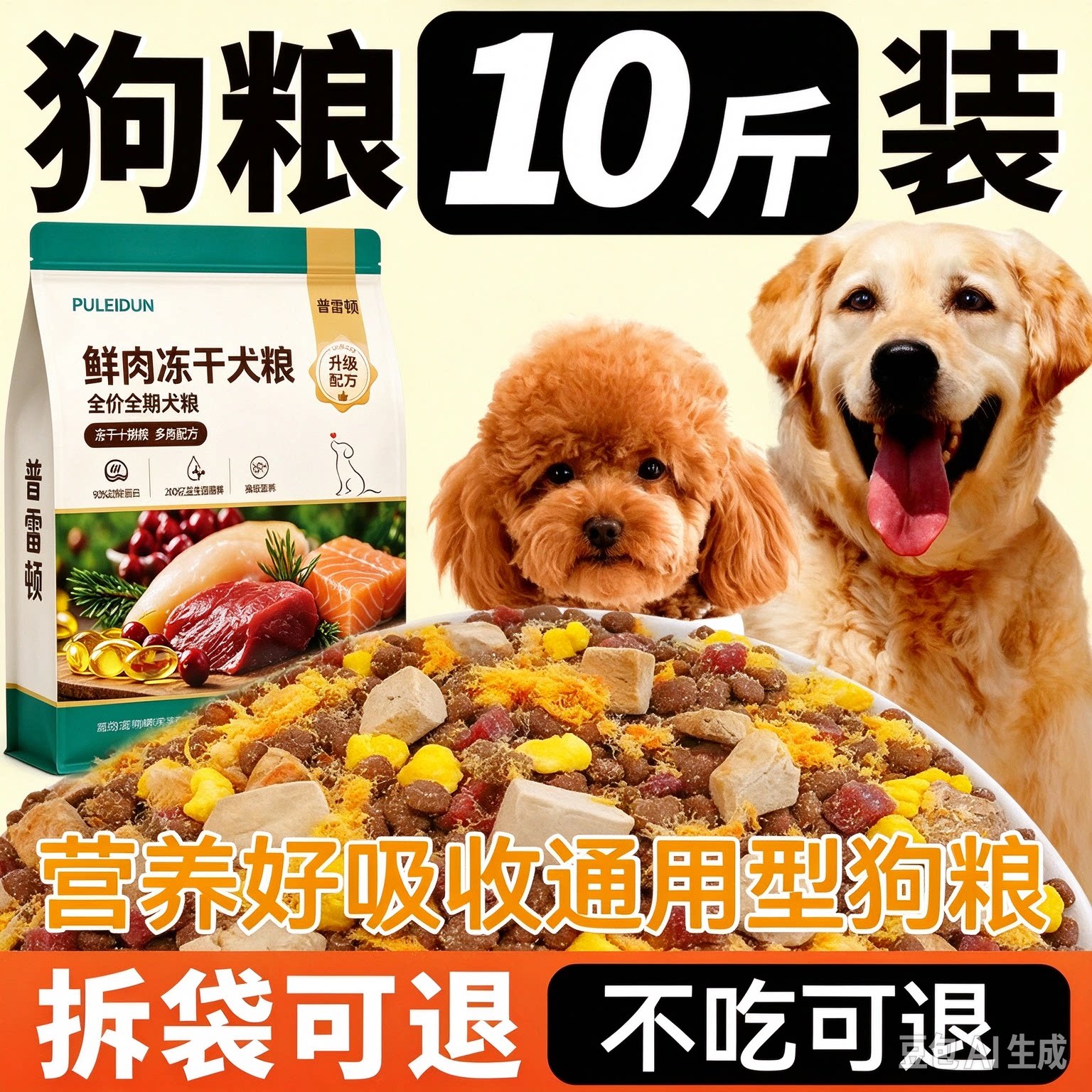 狗粮10斤装全价幼犬通用型泰迪土狗博美金毛比熊犬粮中小型犬成犬
