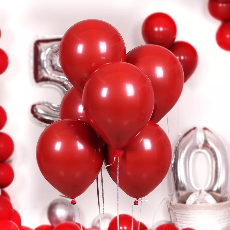 ins网红马卡龙宝石红色气球浪漫结婚礼婚房装饰布置生日派对用品