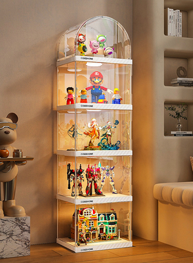 手办展示柜玩具全透明盲盒适用乐高收纳积木家用落地置物陈列架子