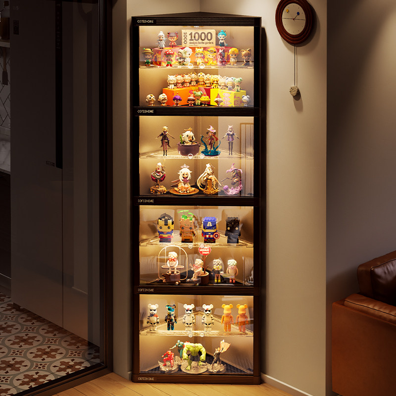 转角手办展示柜透明拐角收纳盒适用乐高积木玩具透明三角置物架子,住宅家具,角柜,淘宝优惠券,粉丝福利购,淘宝优惠卷