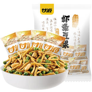 甘源鲜虾烤肉味虾条豆果500g/袋蟹黄味青豆蚕豆花生混合坚果整袋