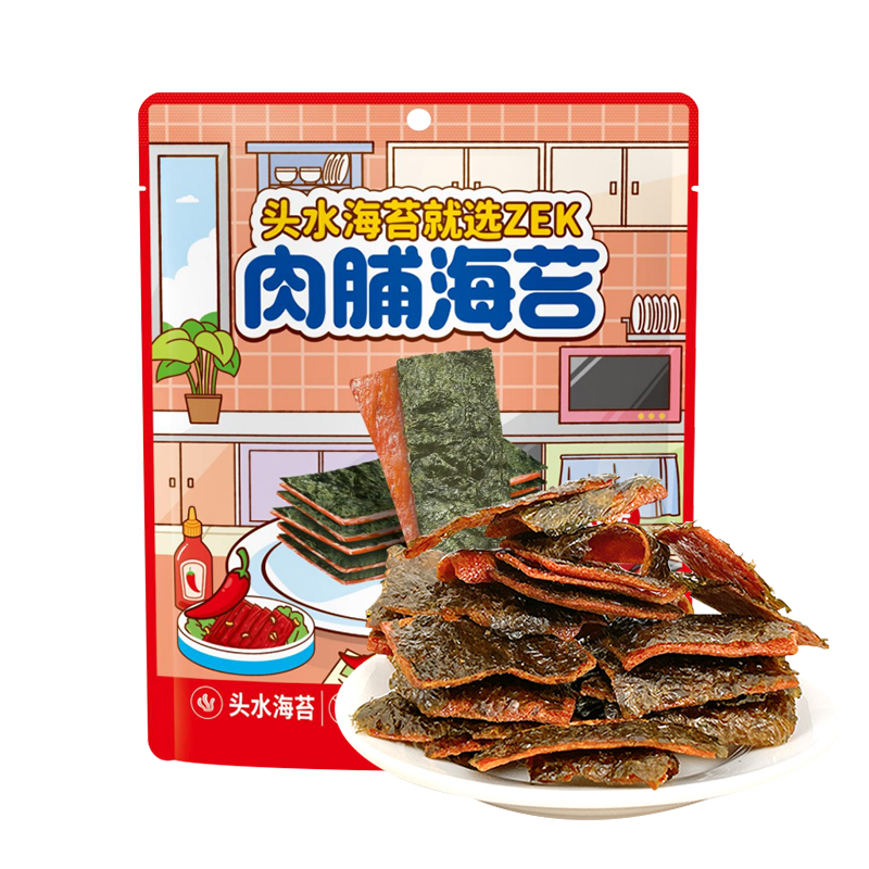 ZEK每日肉脯海苔70g/袋薄脆夹心肉松辣味原味头水海苔脆休闲零食