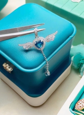 天然伦敦蓝s925吊坠独立设计女生