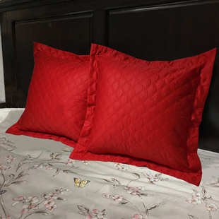 婚庆大红60x60床头靠垫套全棉贡缎夹棉大靠背垫抱枕套沙发靠枕套