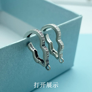 S925纯银做旧葫芦弹簧扣吊坠扣头磨砂万能扣项链手链扣挂扣搭扣