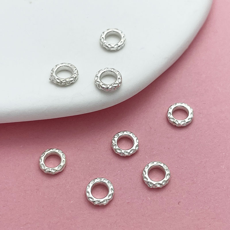 S925纯银花托隔片配件垫片闭口圈DIY手工编绳盘缠珍珠手链串珠图片