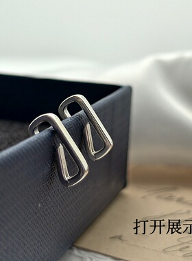 S925纯银方形开口扣手工DIY银配件环搭扣收尾扣加厚款连接扣