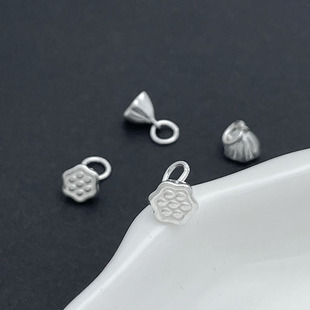 S925纯银DIY配件莲花莲蓬吊坠挂件编绳手串两世欢手链项链配件