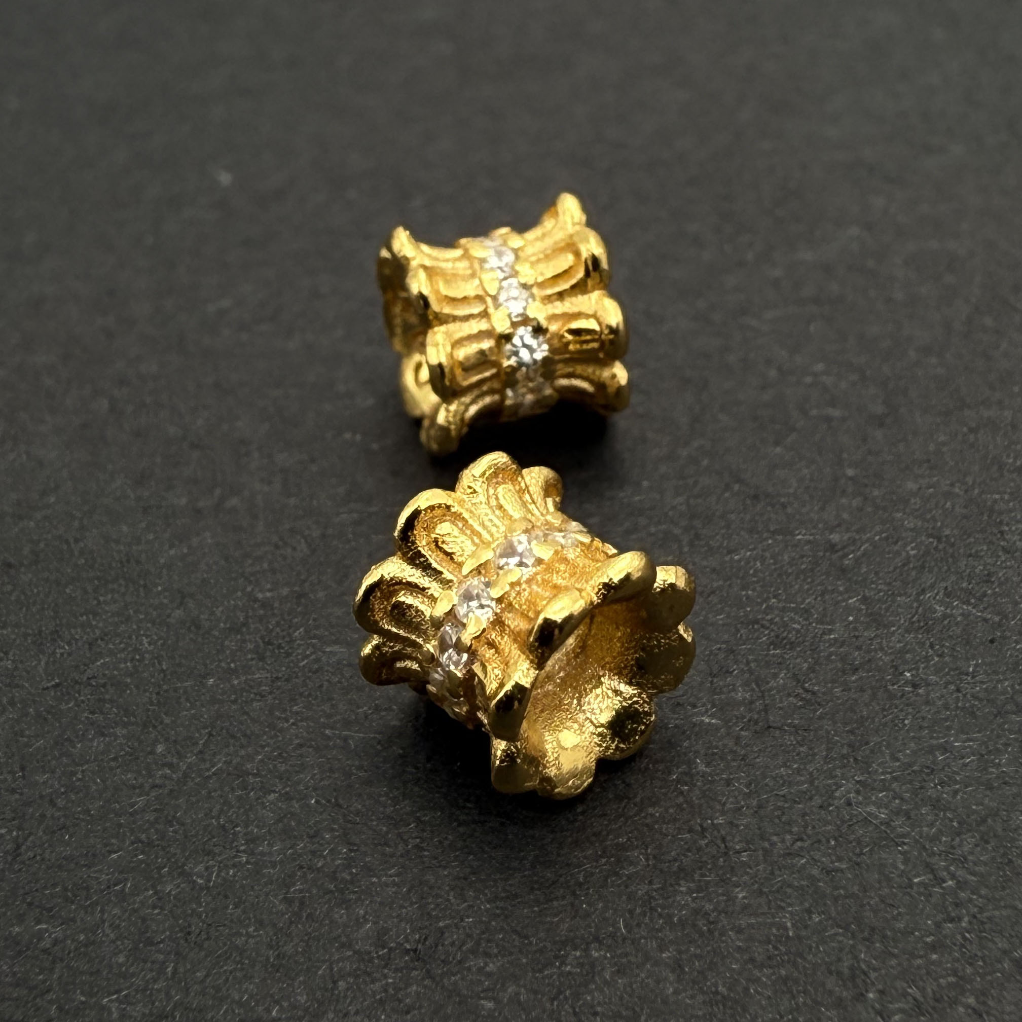 银镀金古法莲花隔珠双面花帽DIY