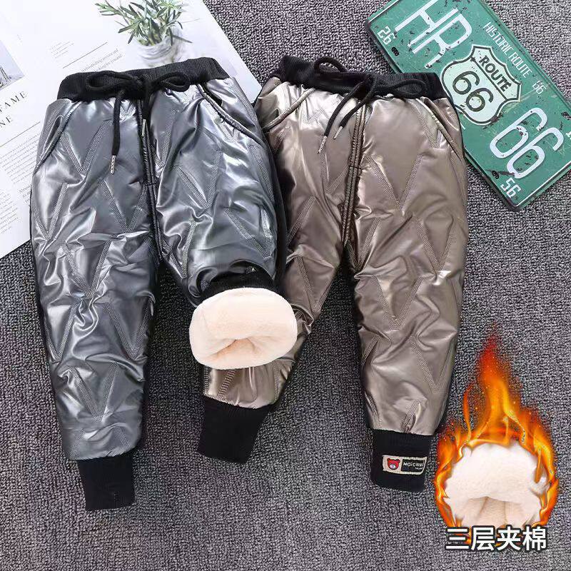 儿童棉裤保暖加绒加厚秋冬新款2026防风裤子一条过冬亮皮裤