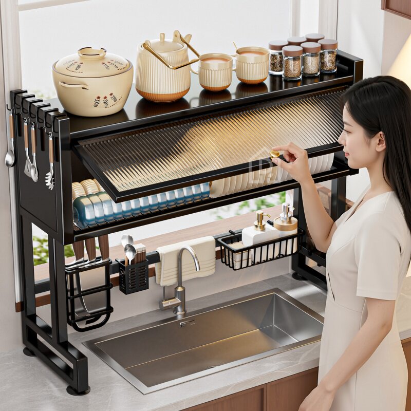 厨房水槽防尘置物架家用洗碗池多功能碗柜碗碟收纳沥水架子可沥水