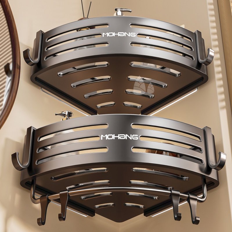 卫生间置物架免打孔太空铝浴室三角篮厕所洗手间墙上壁挂式收纳架