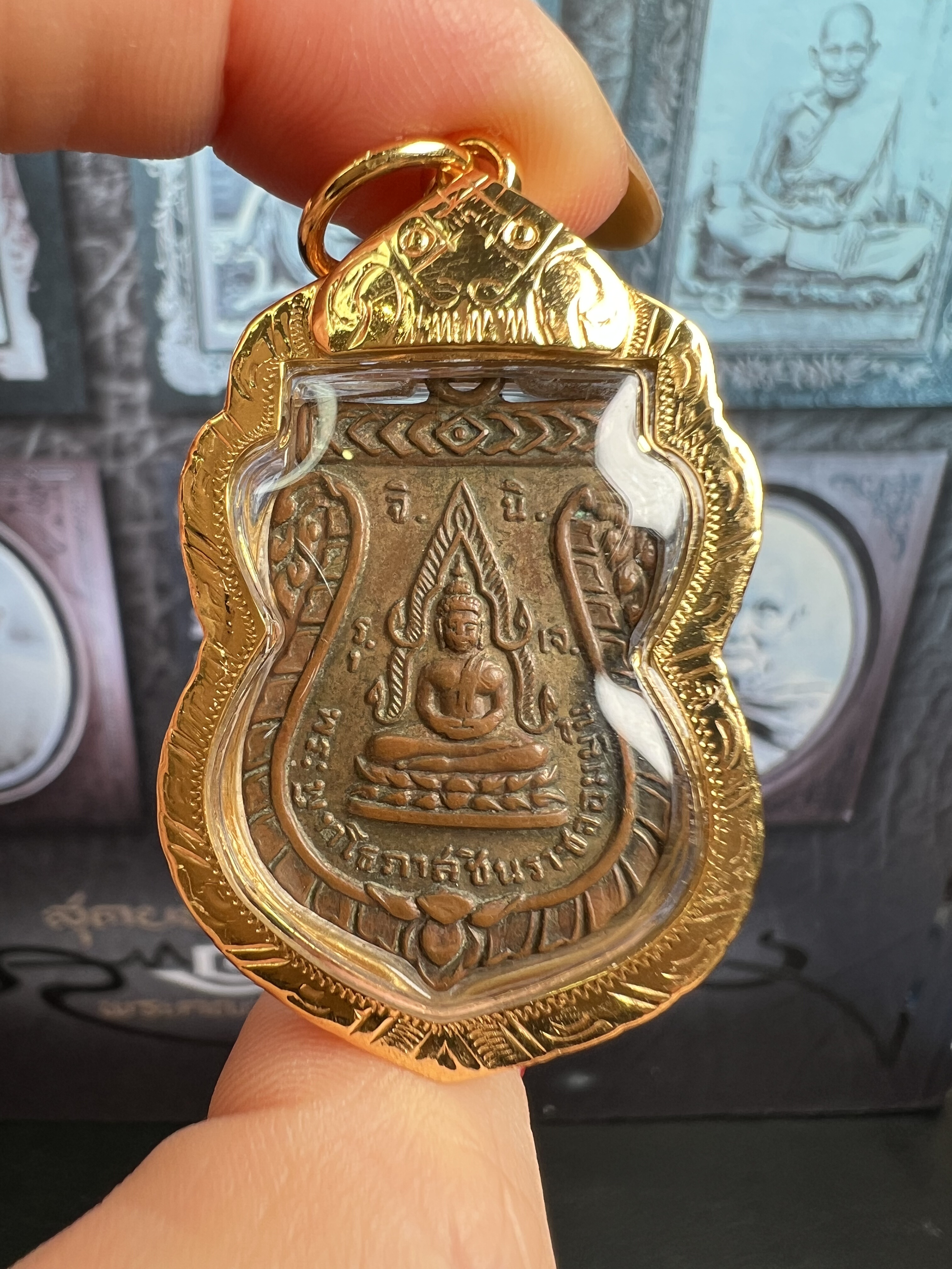 冠咩布伦 龙婆tim 2506成功佛 意大利金壳萨玛空卡 泰国佛牌吊坠