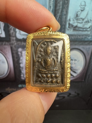 龙婆扎兰2453-2470郎考崇迪 厚肉 金壳萨玛空卡 泰国佛牌吊坠保真