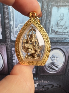 泰国佛牌四面佛吊坠 k金壳萨玛空卡 龙婆禅南2558骑凤四面神 小模