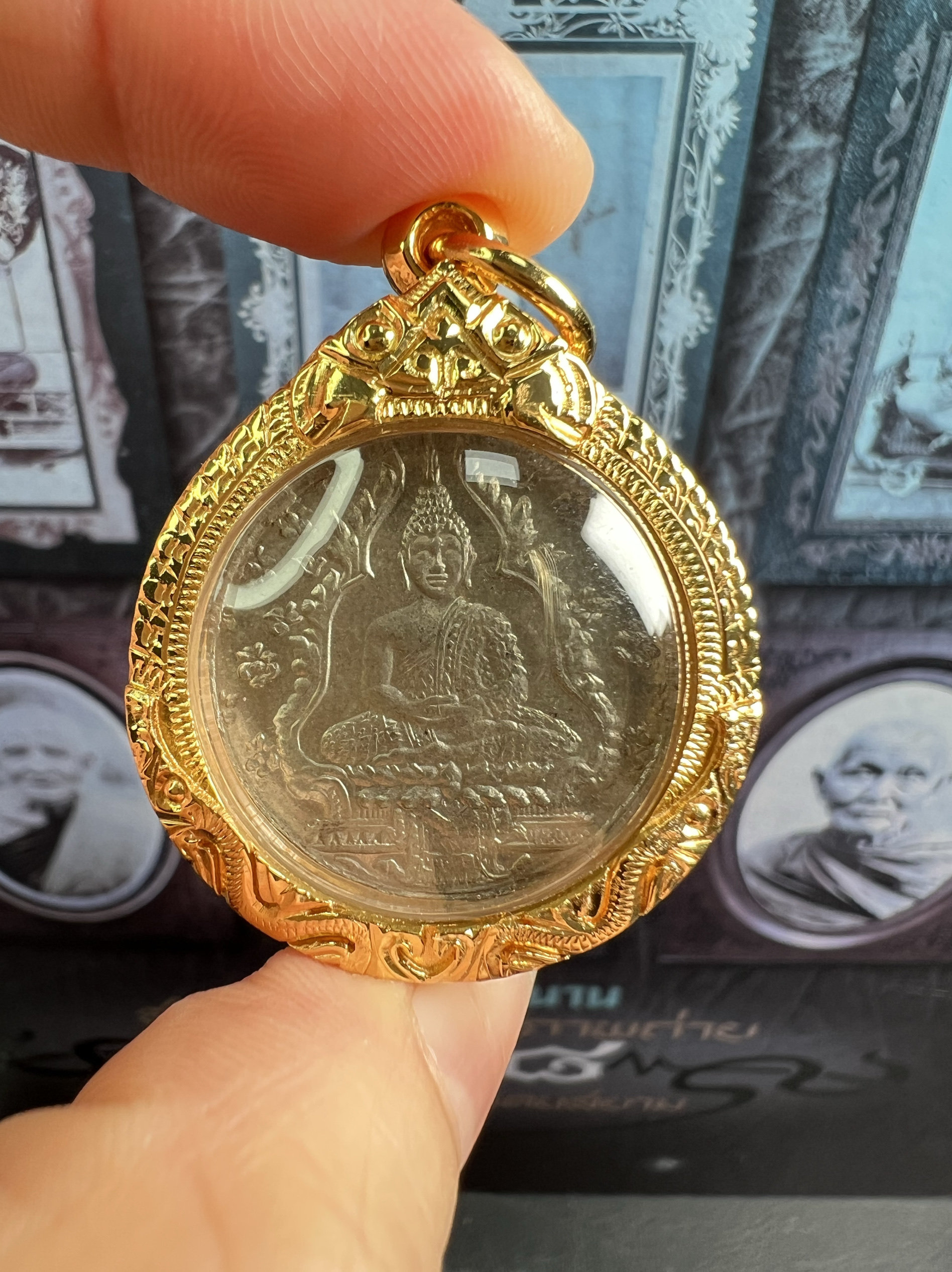 2475玉佛 大法会版本 阿百架材质 金壳萨玛空卡 泰国佛牌吊坠