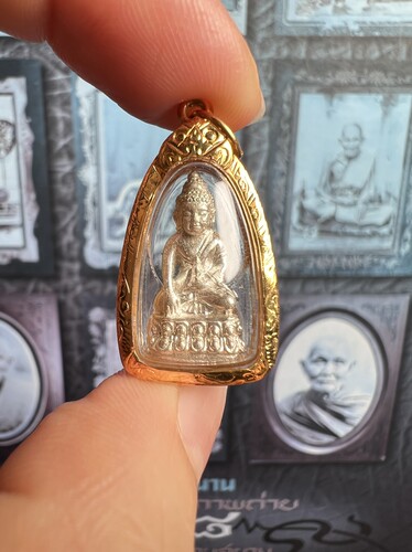 龙婆卡贤2533纯银小药师佛 金壳滴滴卡 泰国佛牌正品小吊坠 保真
