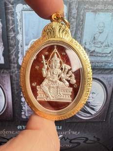 瓦萨给2565纯银珐琅彩四面神 泰国佛牌四面佛吊坠 k金壳萨玛空卡