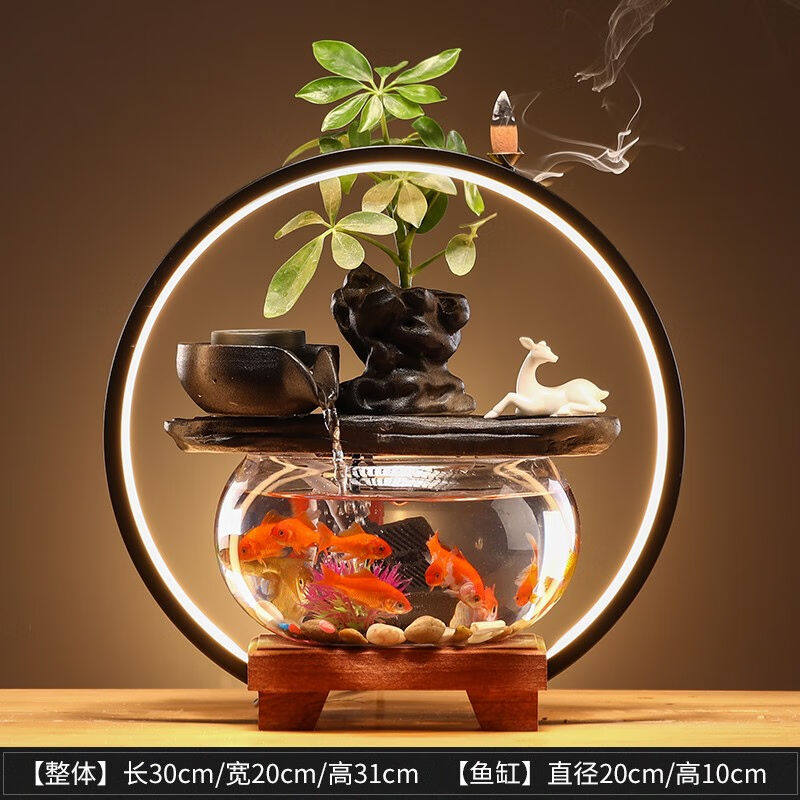 天通泰流水喷泉景观风车水轮工艺品摆件客厅办公室桌面装饰小鱼缸