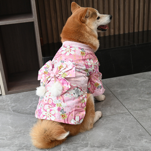 纯棉和风宠物猫咪衣服柴犬柯基樱花浴衣狗狗拍照聚会和服四季可穿