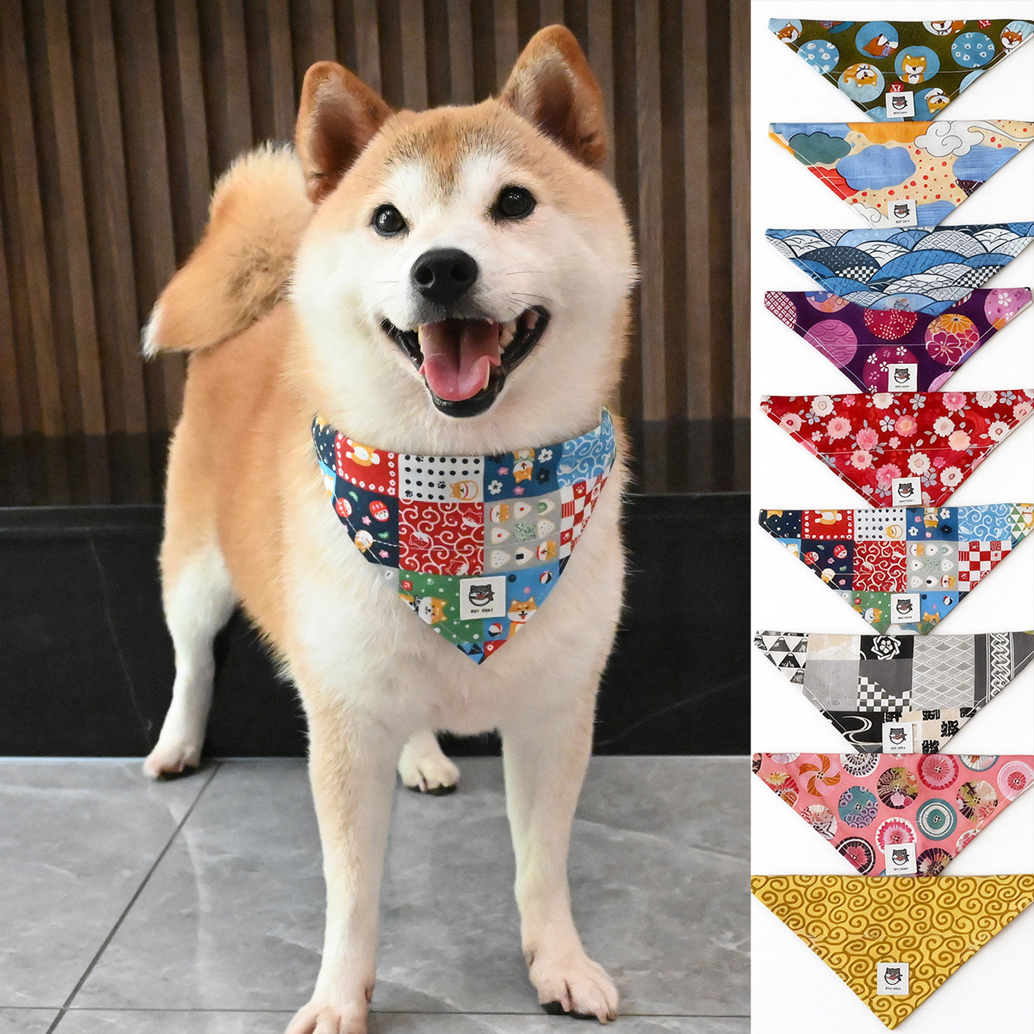 宠物狗狗猫咪口水巾柯基泰迪柴犬三角巾围脖复古风樱花领结围巾图片