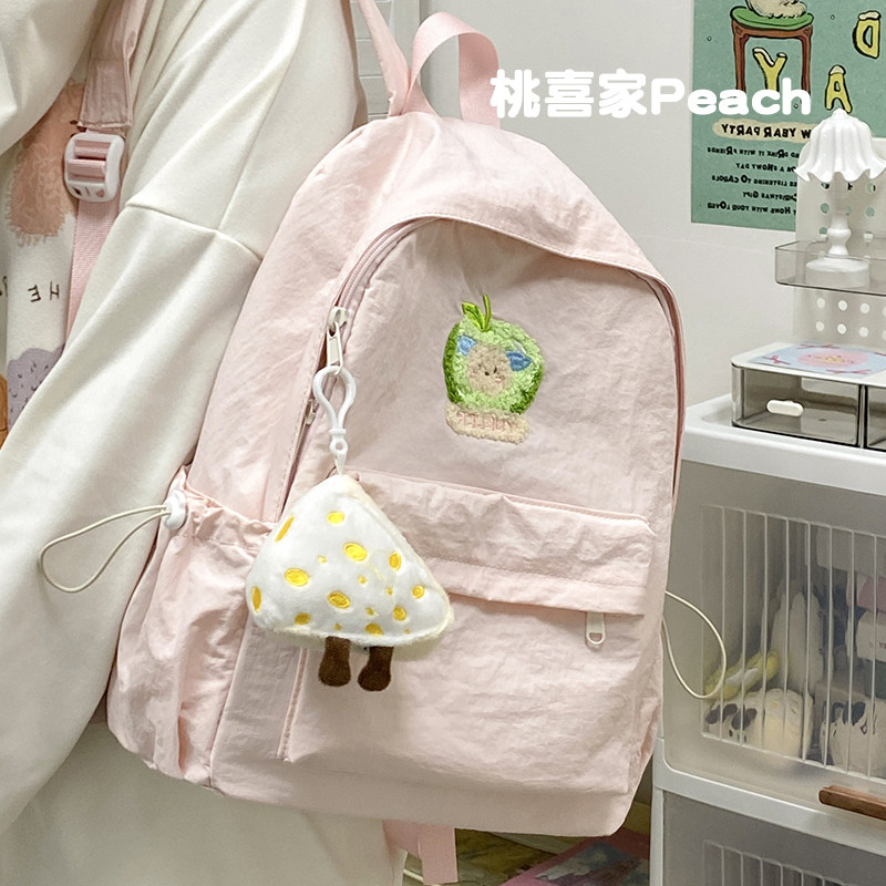 书包女大学生日系简风纯色简约百搭背包ins初中高中学生双肩包女