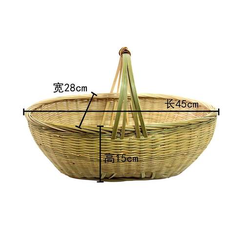 精品竹编手提篮环保竹蓝水果篮果园采摘手提篮家用买菜购物篮