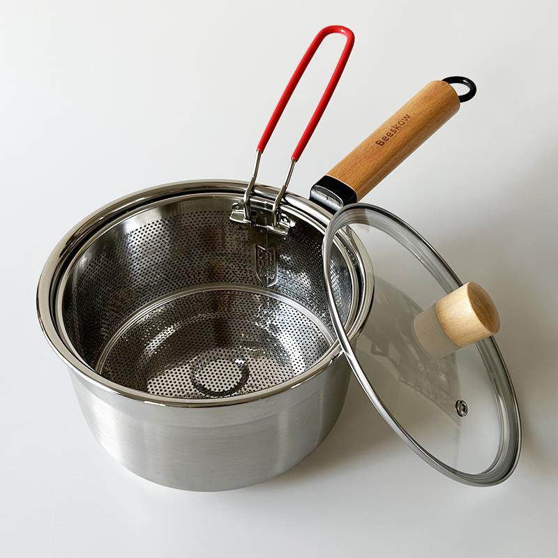 XMAN+库存油炸锅 带炸篮 小号加高汤锅煮锅 沥水沥油锅 304不锈钢