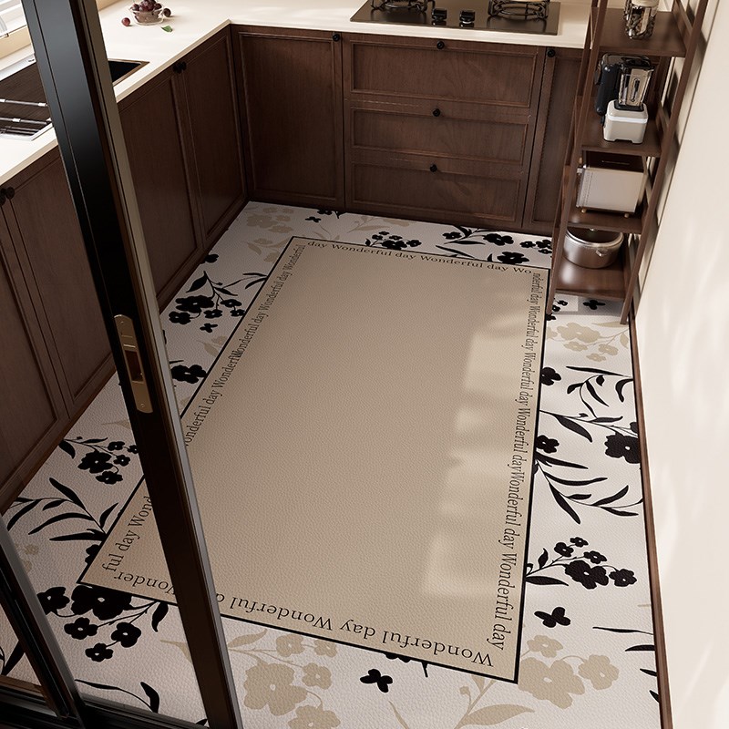 高端厨房专用整铺地垫防滑防油可擦免洗pvc皮革脚垫大面积全铺