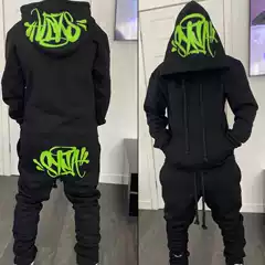 Sy-World Fashion Street Casual Sportswear Top and Pants Set Winter Cotton Hip-Hop Unisex Hooded Sweatshirt