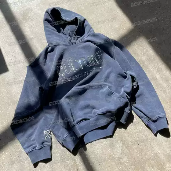 2024 American High Street Retro Style Letter Heat Transfer Rhinestone Hoodie, Unisex Oversized Casual Jacket for Fall