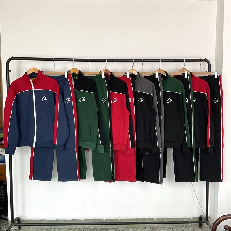 恶魔岛字母印花拼色立领运动套装