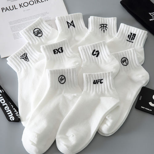 纯棉白色袜子潮ins男短袜秋冬运动夏季短筒袜篮球袜防臭女中筒袜