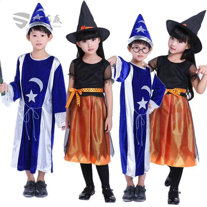 万圣节儿童小巫婆魔女演出服含全