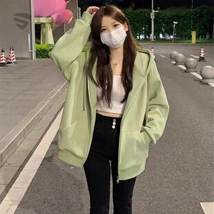 早秋卫衣外套女2024春秋款新款连帽宽松休闲开衫薄款运动加绒上衣