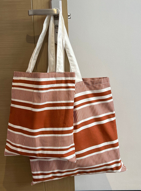 24年cel琳橙色凯旋门条纹盛夏系列单肩手提帆布袋包ins时尚大容量