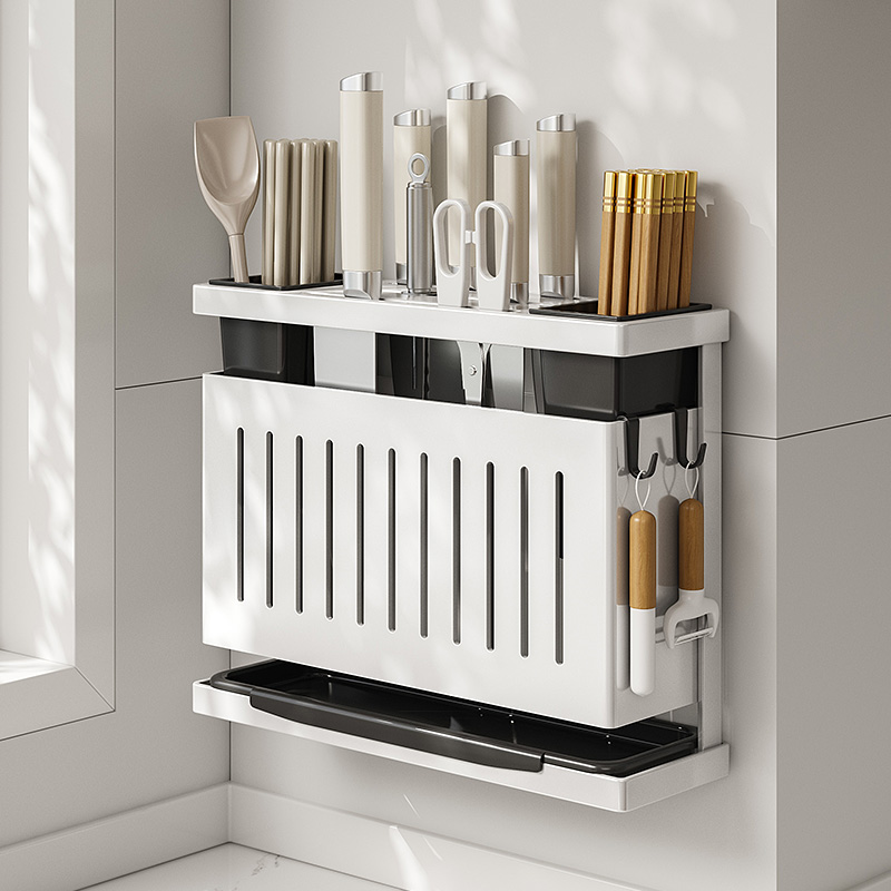 厨房壁挂菜刀筷子筒笼一体刀架