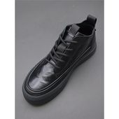 秋冬时尚 日常舒适休闲男鞋 系带牛皮透气板鞋 英伦简约高帮软底皮鞋